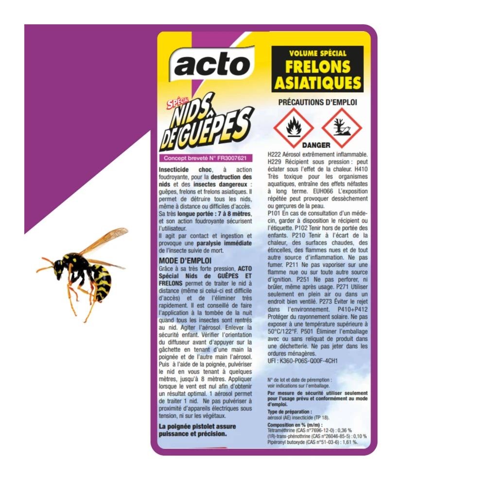Lot De 2 Aérosol Acto Spécial Nids De Guepes - Efficacité Professionnelle - Volu 7 Lot De 2 Aérosol Acto Spécial Nids De Guepes - Efficacité Professionnelle - Volu – Image 5