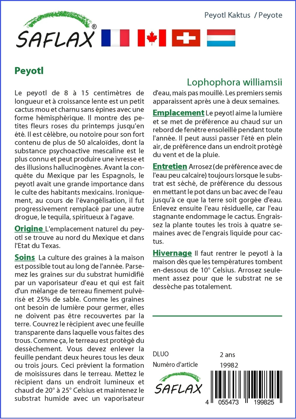 Kit De Culture - Peyotl - 20 Graines - Lophophora Williamsii 5 Kit De Culture - Peyotl - 20 Graines - Lophophora Williamsii – Image 3