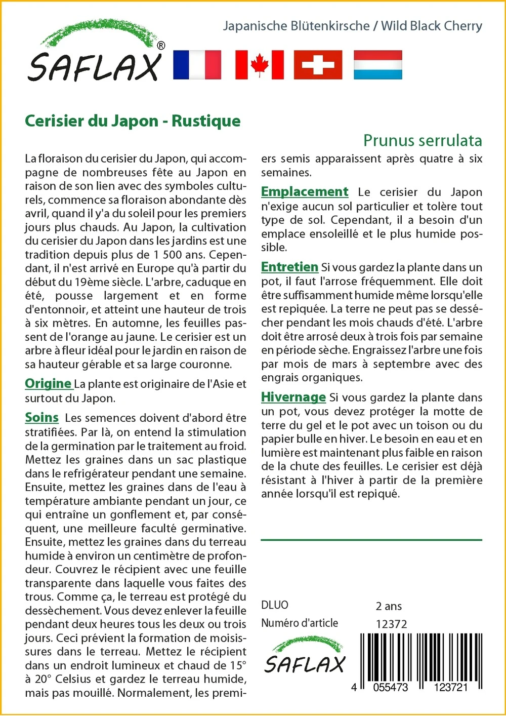 Kit De Culture - Cerisier Du Japon - 30 Graines - Prunus Serrulata 5 Kit De Culture - Cerisier Du Japon - 30 Graines - Prunus Serrulata â Image 3