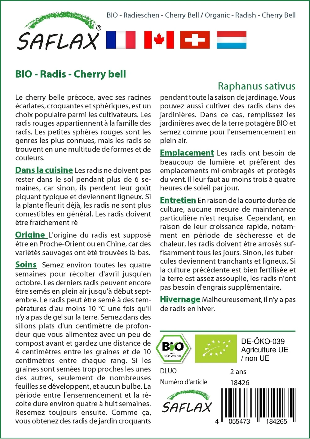 Kit De Culture - Bio - Radis - Cherry Bell - 100 Graines - Raphanus Sativus 5 Kit De Culture - Bio - Radis - Cherry Bell - 100 Graines - Raphanus Sativus – Image 3