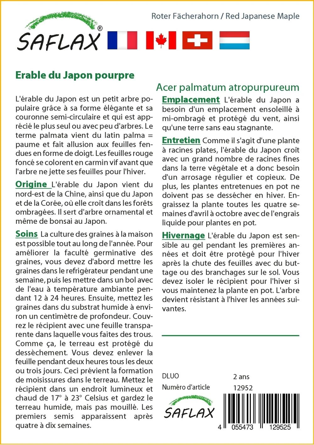 Kit De Culture - Erable Du Japon Pourpre - 20 Graines - Acer Palmatum Atropurpureum 5 Kit De Culture - Erable Du Japon Pourpre - 20 Graines - Acer Palmatum Atropurpureum â Image 3