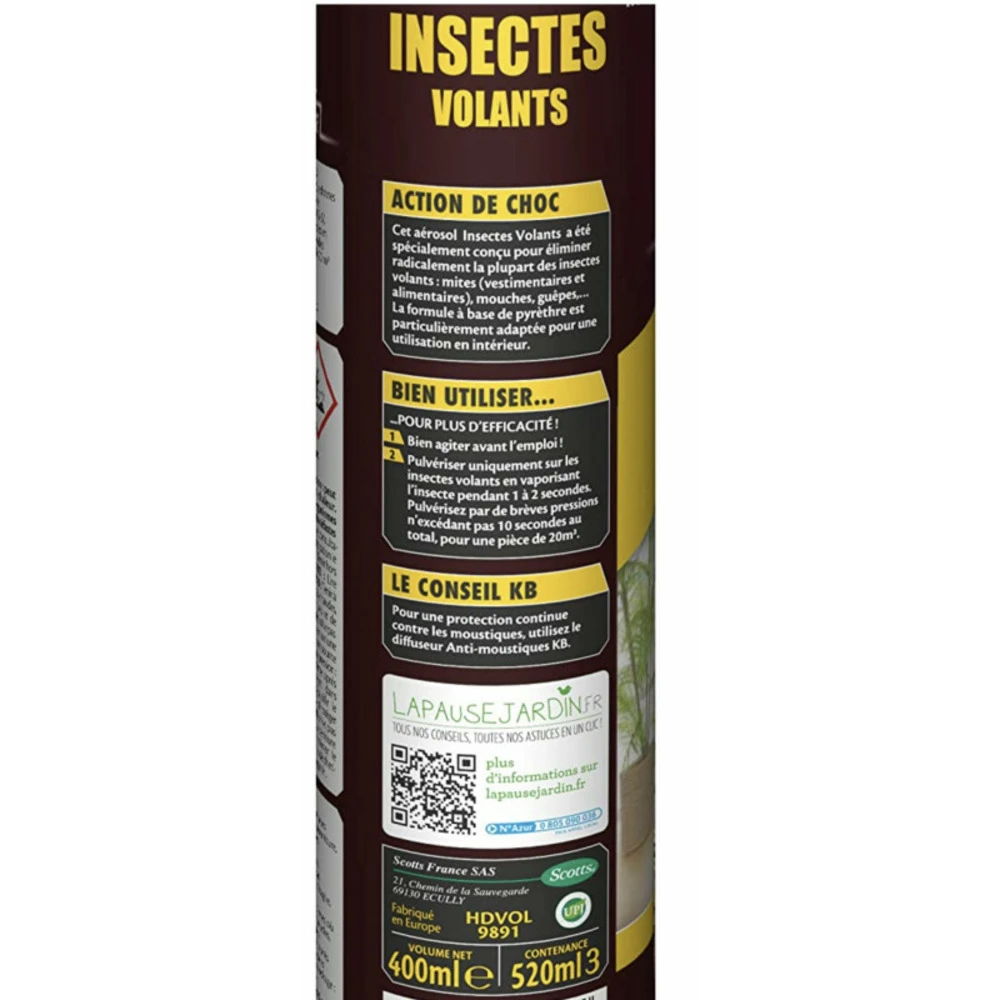 Insecticide Pour Insectes Volants Kb Home Defense - Aérosol 400ml 4 Insecticide Pour Insectes Volants Kb Home Defense - Aérosol 400ml – Image 2