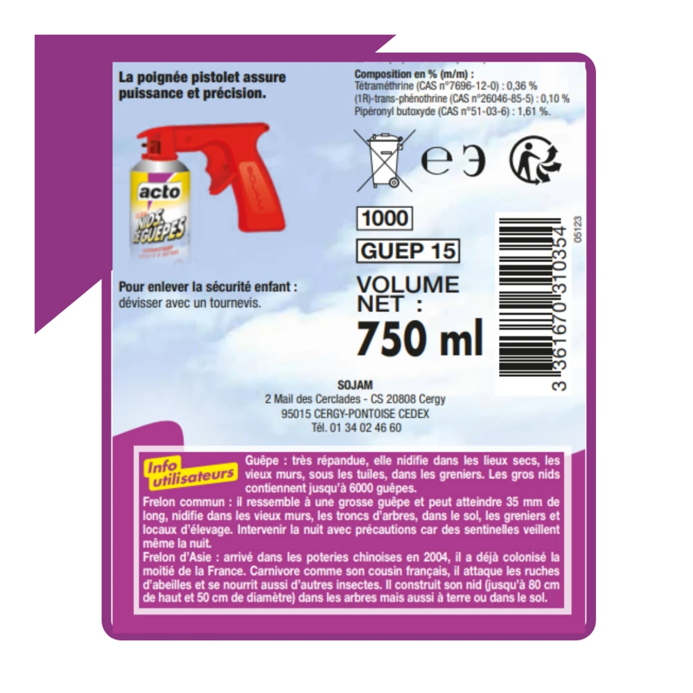 Lot De 2 Aérosol Acto Spécial Nids De Guepes - Efficacité Professionnelle - Volu 6 Lot De 2 Aérosol Acto Spécial Nids De Guepes - Efficacité Professionnelle - Volu – Image 4